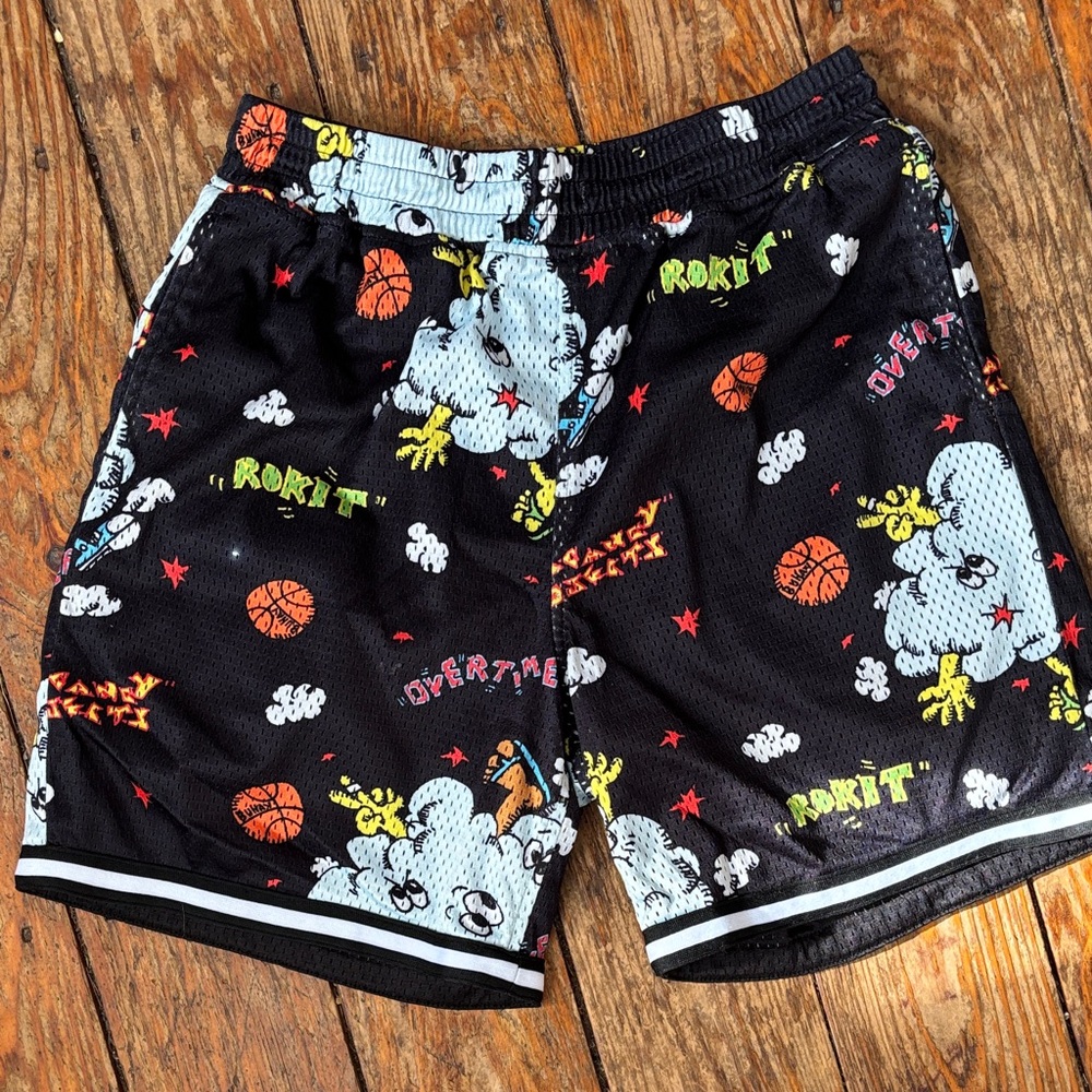 Rokit Black Graphic Athletic Shorts for Women
